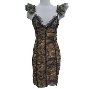 Mia Vesper The Mothra Sexy Festival Ruching Mini Dress Multi-Color Medium NWT